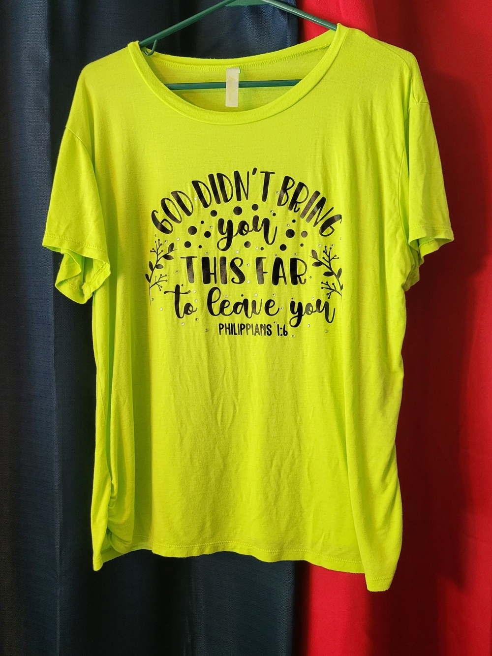 Love Nation Neon Lime Crewneck Tee 2x Inspirational Christian Quote